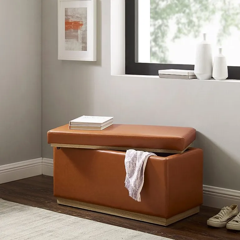 Berlinda Faux Leather Rectangular Storage Ottoman