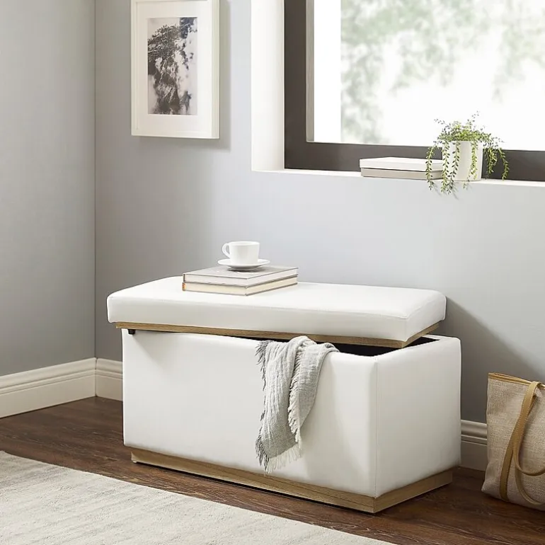 Berlinda Faux Leather Rectangular Storage Ottoman