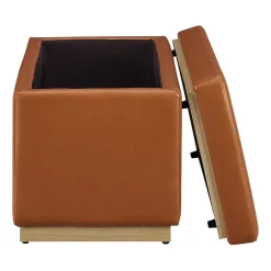 Berlinda Faux Leather Rectangular Storage Ottoman