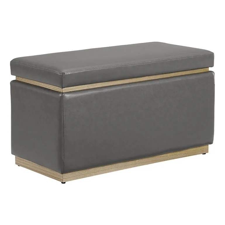 Berlinda Faux Leather Rectangular Storage Ottoman