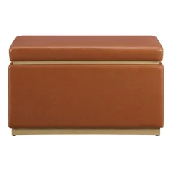 Berlinda Faux Leather Rectangular Storage Ottoman