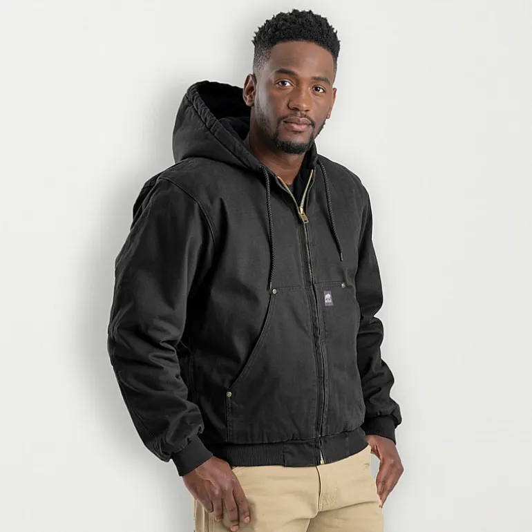 Berne Highland Washed Duck Mens Hooded Heavyweight Big and Tall Work Jacket