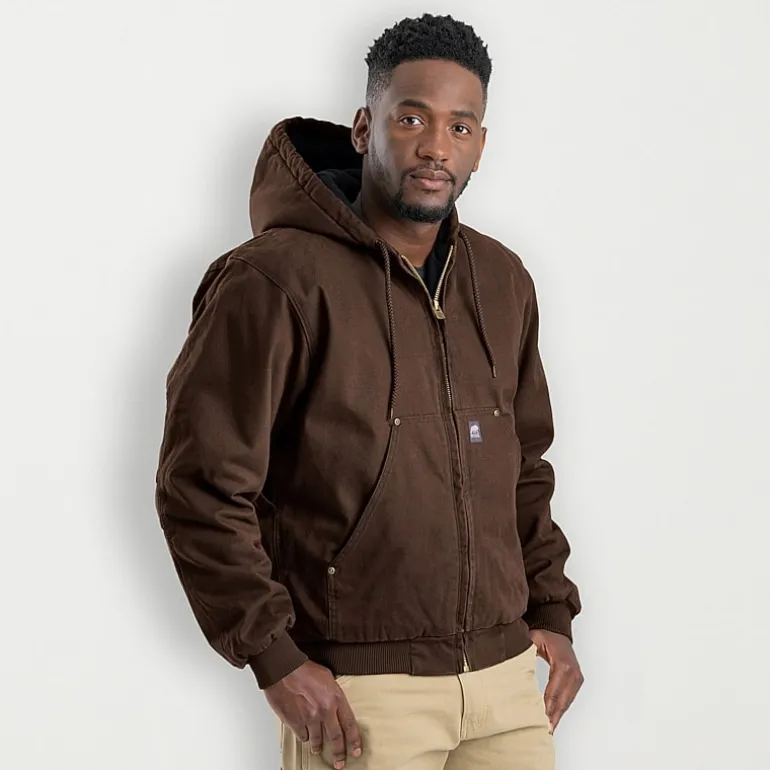 Berne Highland Washed Duck Mens Hooded Heavyweight Big and Tall Work Jacket