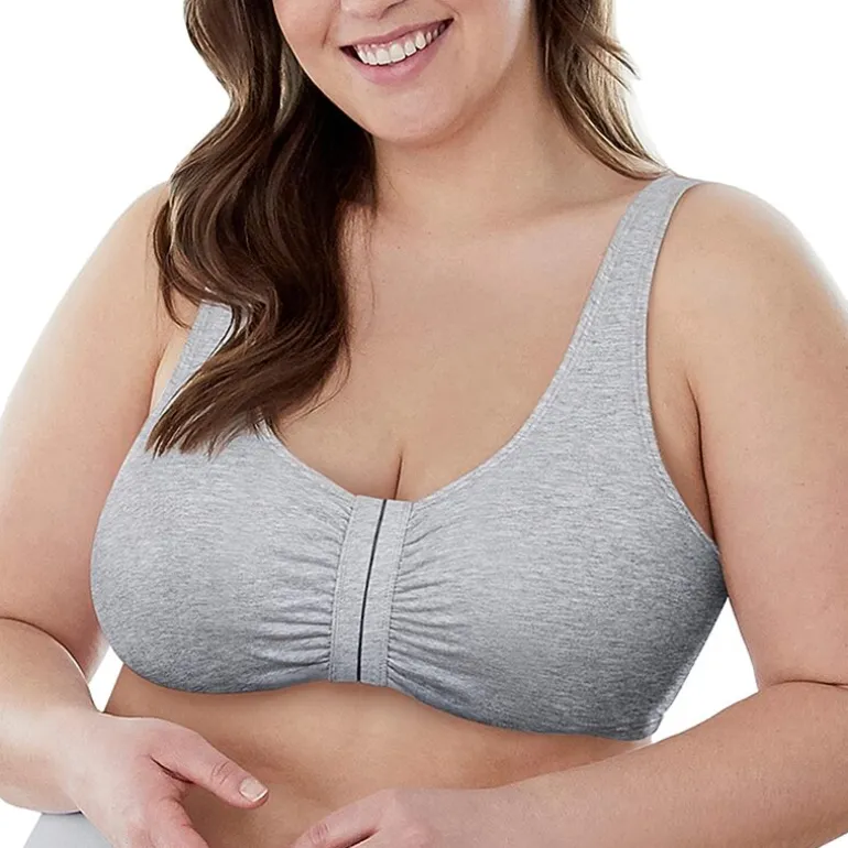 Bestform Comfortable Unlined Wireless Cotton Stretch Sports Bra with Front Closure- 5006014