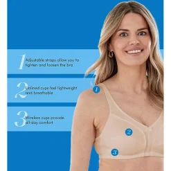 Bestform Comfortable Wireless Cotton Bra with Unlined Seamed Cups-5006825