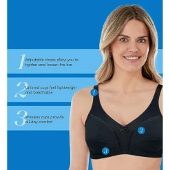 Bestform Comfortable Wireless Cotton Bra with Unlined Seamed Cups-5006825