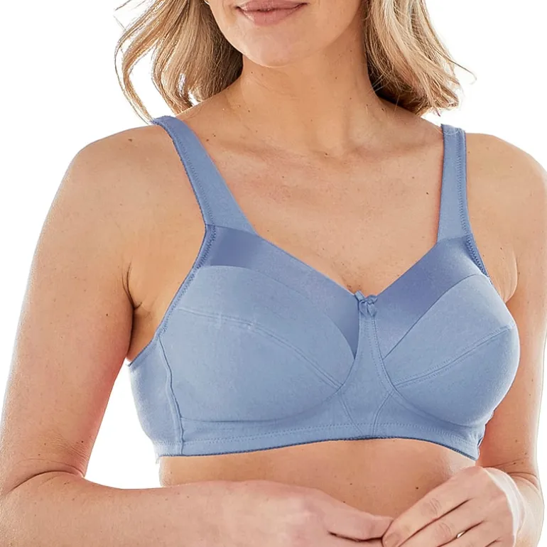Bestform Satin Trim Wireless Cotton Bra with Unlined Cups-5006715