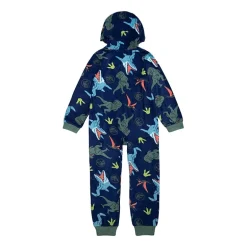 Big Kid Boys Microfleece Long Sleeve Hooded Jurassic World One Piece Pajama