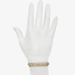 Bijoux Bar Delicates Two Tone Womens 7.5 Inch Solid Link Chain Bracelet