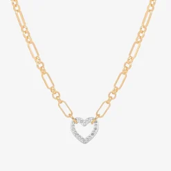 Bijoux Bar Delicates Two Tone Womens Glass Heart 16 Inch Pendant Necklace