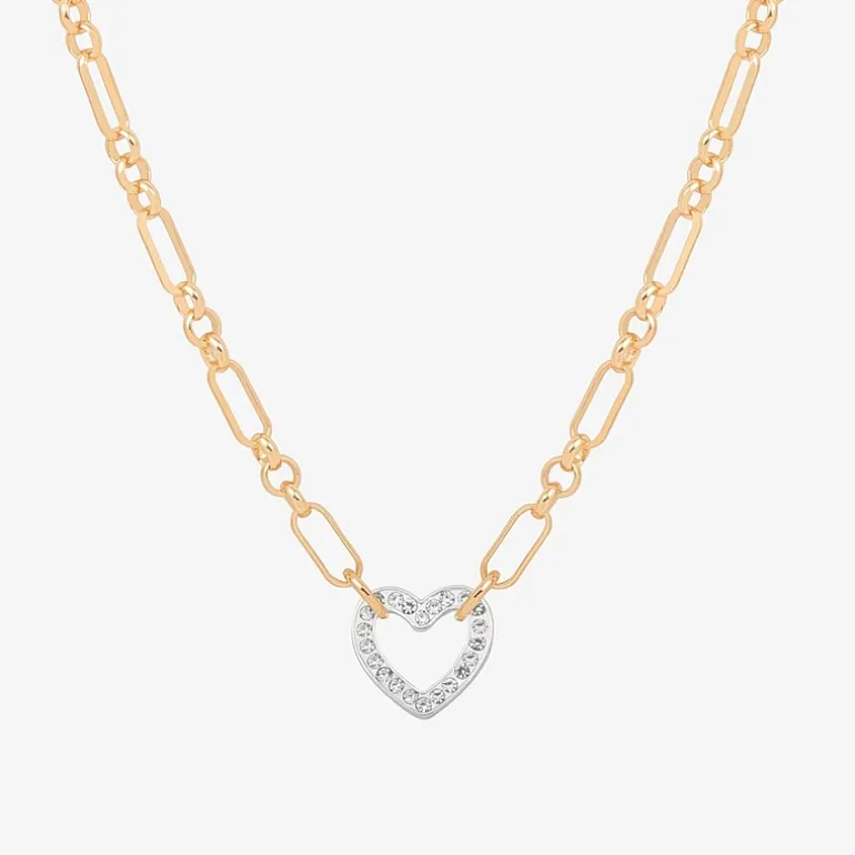 Bijoux Bar Delicates Two Tone Womens Glass Heart 16 Inch Pendant Necklace