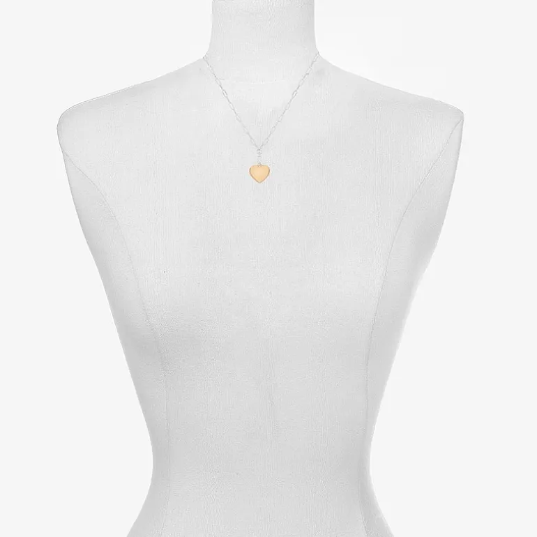 Bijoux Bar Delicates Two Tone Womens Glass Heart 16 Inch Pendant Necklace