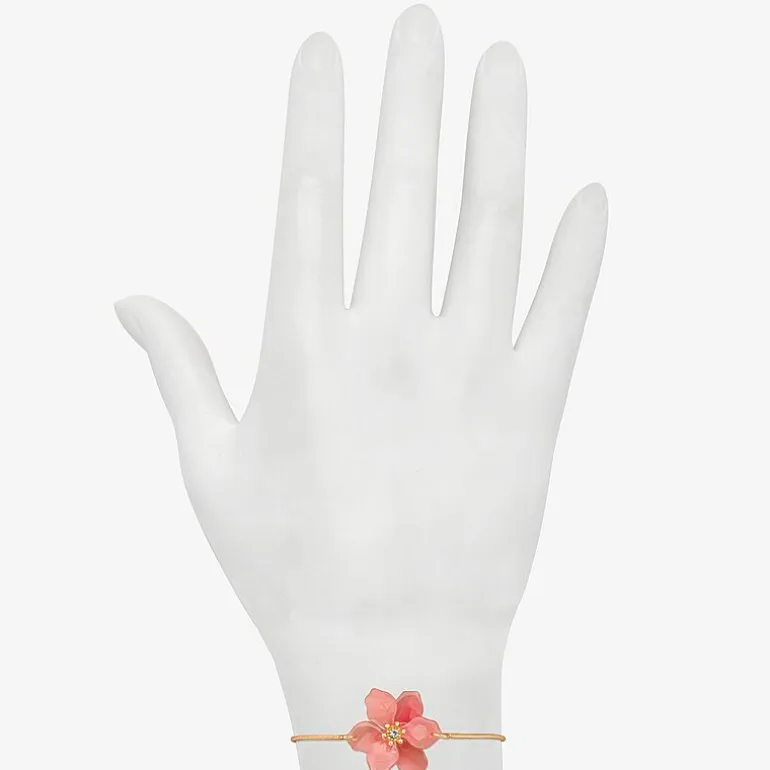 Bijoux Bar Delicates Womens Glass Flower Bolo Bracelet