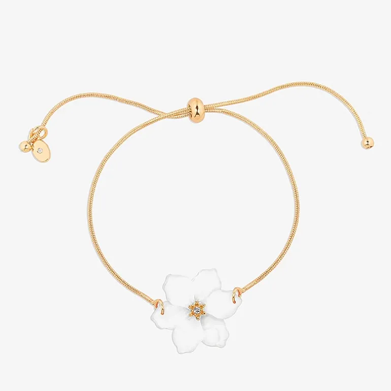 Bijoux Bar Delicates Womens Glass Flower Bolo Bracelet