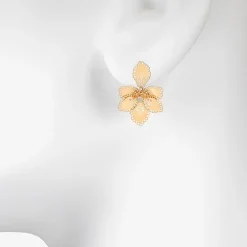 Bijoux Bar Delicates Womens White Opal Flower Drop Earrings
