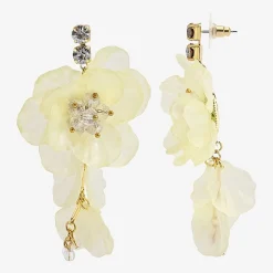 Bijoux Bar Gold Tone Womens Flower Drop Earrings