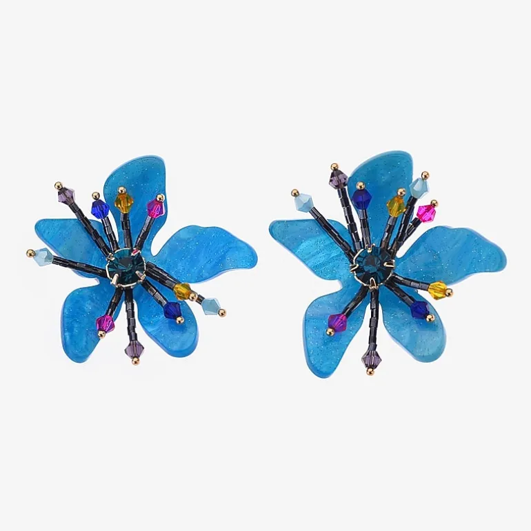 Bijoux Bar Womens Flower Drop Earrings
