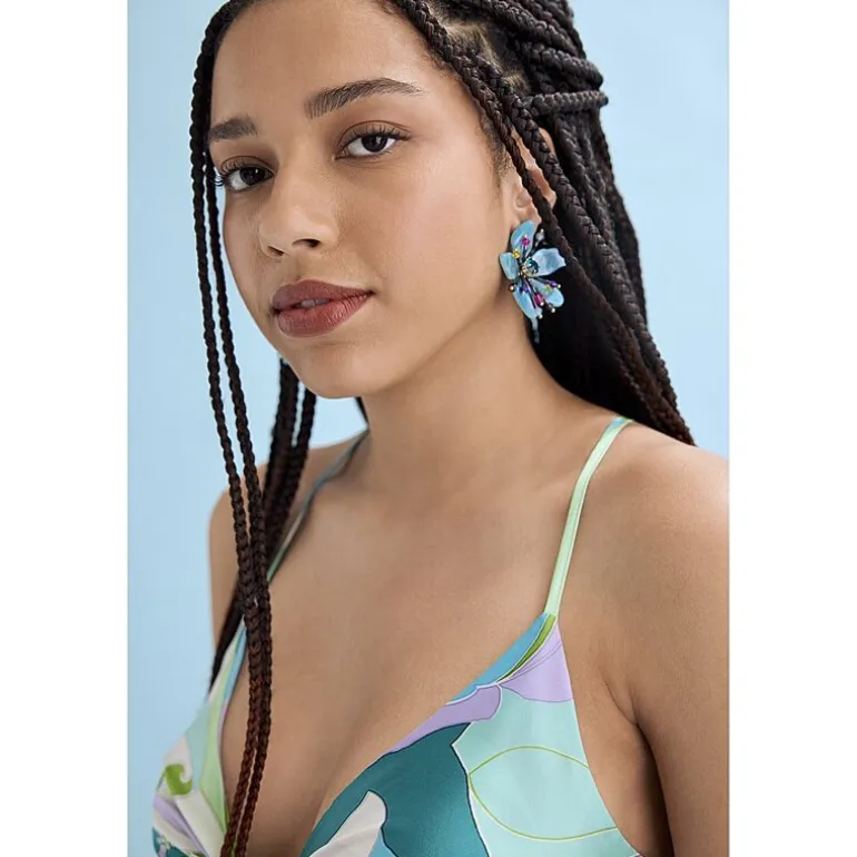 Bijoux Bar Womens Flower Drop Earrings