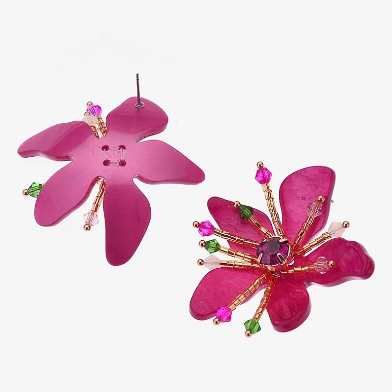 Bijoux Bar Womens Flower Drop Earrings
