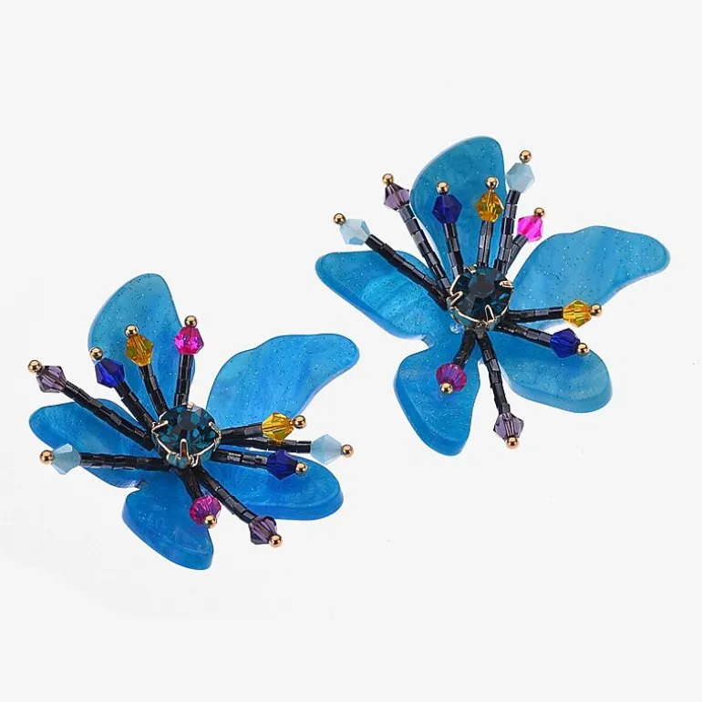 Bijoux Bar Womens Flower Drop Earrings