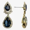 Bijoux Bar Womens Simulated Blue Glass Drop Earrings