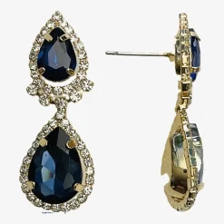 Bijoux Bar Womens Simulated Blue Glass Drop Earrings