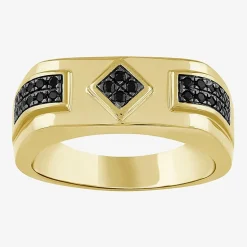 (Black / I3) Mens 1/4 CT. T.W. Natural Black Diamond 10K Gold Band