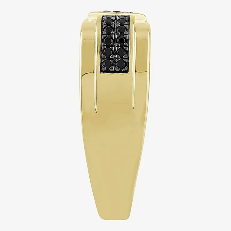 (Black / I3) Mens 1/4 CT. T.W. Natural Black Diamond 10K Gold Band