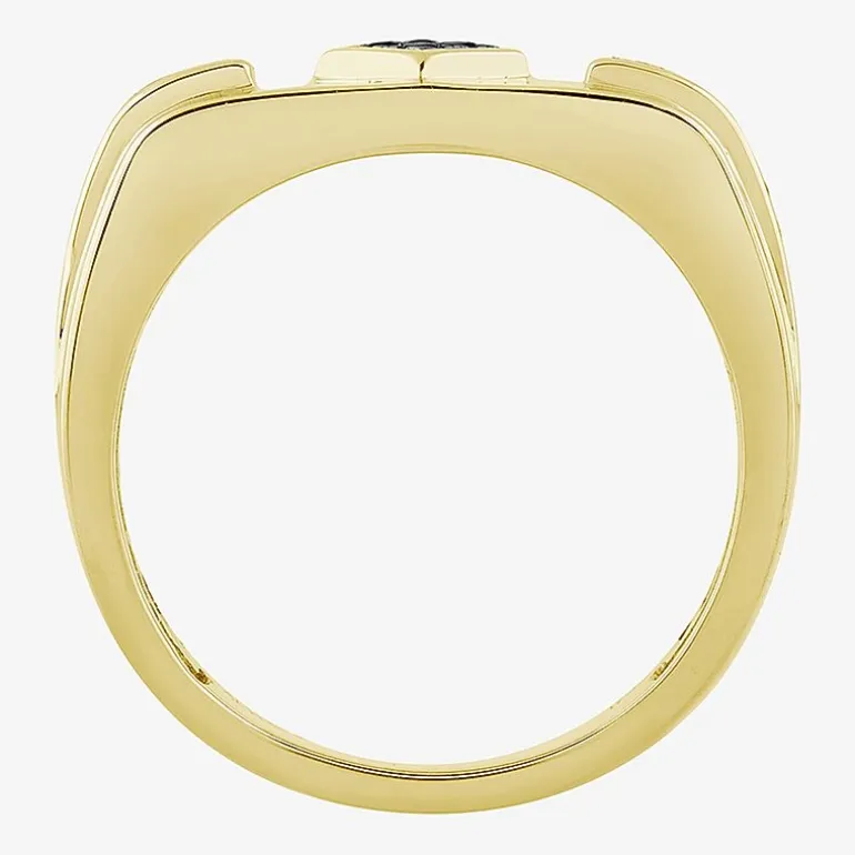 (Black / I3) Mens 1/4 CT. T.W. Natural Black Diamond 10K Gold Band