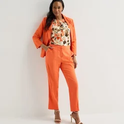 Black Label by Evan-Picone Linen Womens Classic Fit Straight Suit Pant
