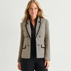 Black Label by Evan-Picone Tweed Womens Classic Fit Double Breasted Suit Jacket