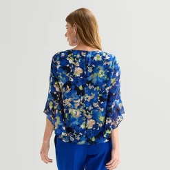 Black Label by Evan-Picone Womens Round Neck 3/4 Sleeve Blouse