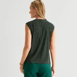 Black Label by Evan-Picone Womens Round Neck Short Sleeve Blouse