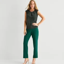 Black Label by Evan-Picone Womens Round Neck Short Sleeve Blouse