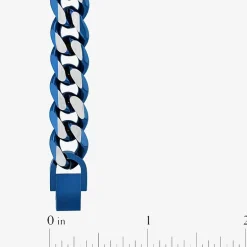 Blue Stainless Steel Solid Curb Chain Bracelet