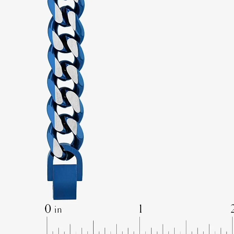 Blue Stainless Steel Solid Curb Chain Bracelet