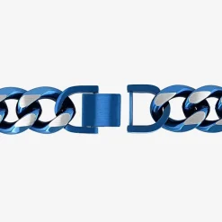 Blue Stainless Steel Solid Curb Chain Bracelet