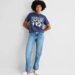Bluey Boyfriend Tee Womens Juniors Crew Neck Short Sleeve Loose Fit Bluey Graphic T-Shirt