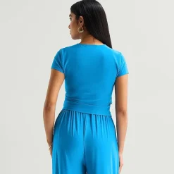 Bold Elements Womens Crew Neck Short Sleeve Wrap Shirt