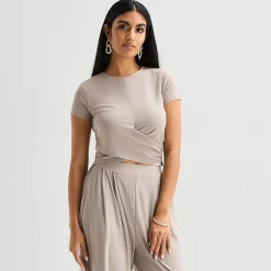 Bold Elements Womens Crew Neck Short Sleeve Wrap Shirt
