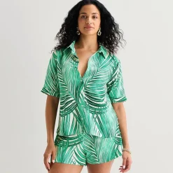 Bold Elements Womens Fitted Elbow Sleeve Regular Fit Button-Down Shirt