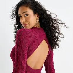 Bold Elements Womens Long Sleeve Cut Outs Sweater Dress