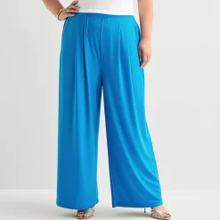 Bold Elements Womens Plus Wide Leg Pleated Pant