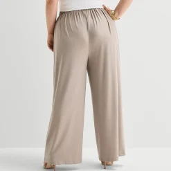 Bold Elements Womens Plus Wide Leg Pleated Pant