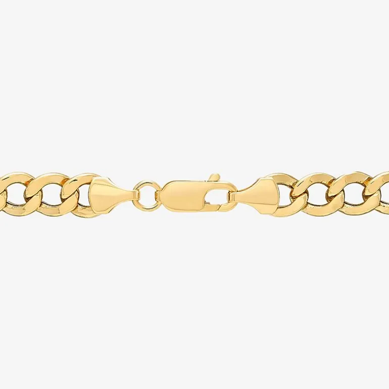 Bonded Brilliance Womens 14K Gold Bonded With Sterling Silver 7.5 Inch Hollow Link Chain Bracelet