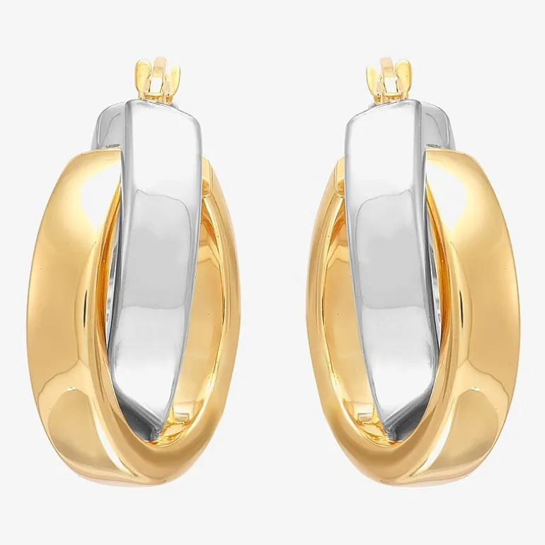 Bonded Brilliance Womens 14K Gold Bonded With Sterling Silver 23.9mm Hoop Earrings