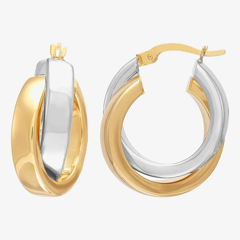 Bonded Brilliance Womens 14K Gold Bonded With Sterling Silver 23.9mm Hoop Earrings