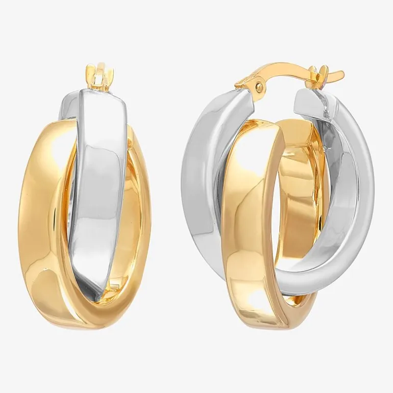 Bonded Brilliance Womens 14K Gold Bonded With Sterling Silver 23.9mm Hoop Earrings