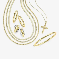 Bonded Brilliance Womens 14K Gold Bonded With Sterling Silver 23.9mm Hoop Earrings