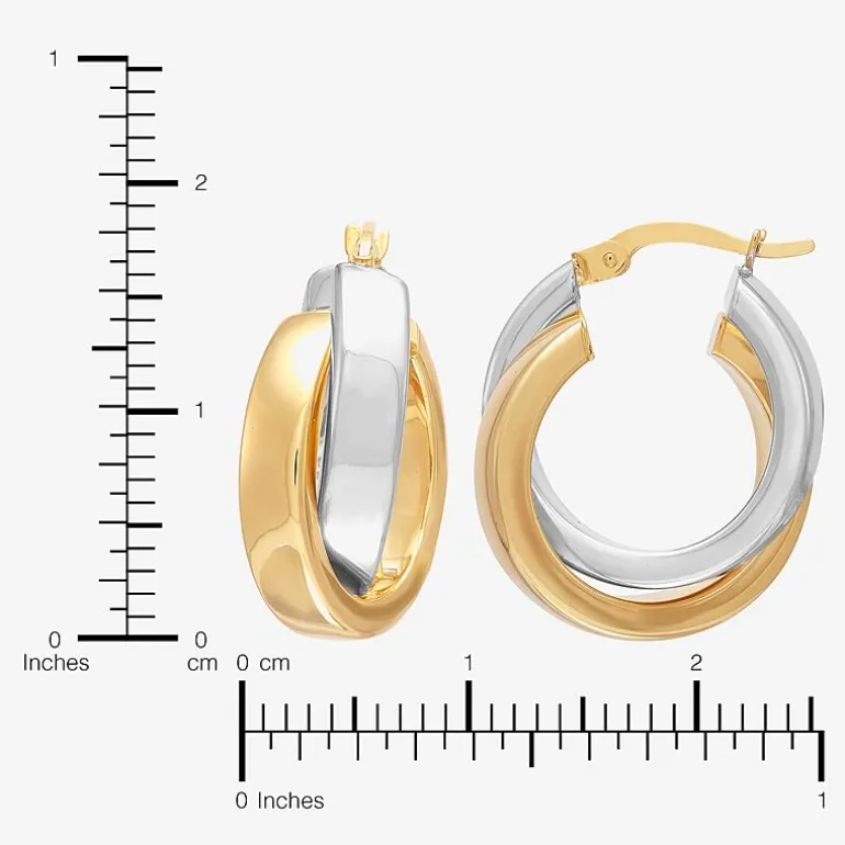 Bonded Brilliance Womens 14K Gold Bonded With Sterling Silver 23.9mm Hoop Earrings